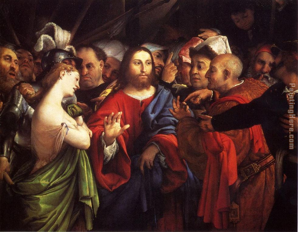 Christ And The Adulteress painting - Lorenzo Lotto Christ And The Adulteress art painting